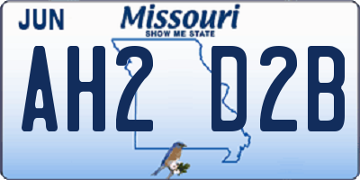 MO license plate AH2D2B