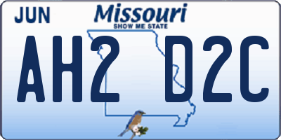 MO license plate AH2D2C