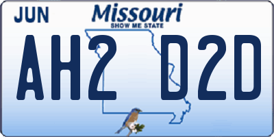 MO license plate AH2D2D