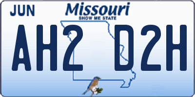 MO license plate AH2D2H