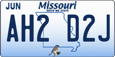 MO license plate AH2D2J