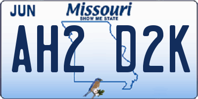 MO license plate AH2D2K