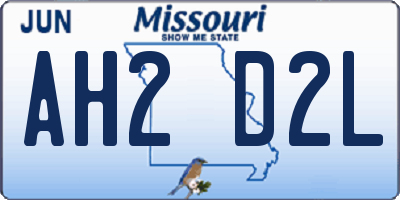 MO license plate AH2D2L