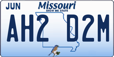 MO license plate AH2D2M