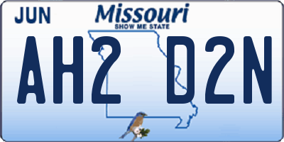 MO license plate AH2D2N