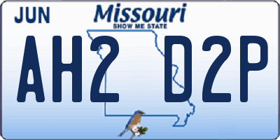 MO license plate AH2D2P