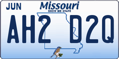 MO license plate AH2D2Q