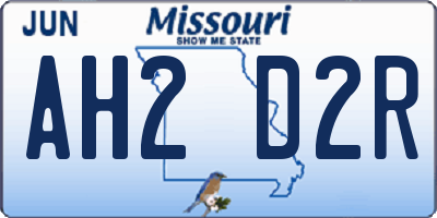 MO license plate AH2D2R