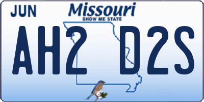 MO license plate AH2D2S