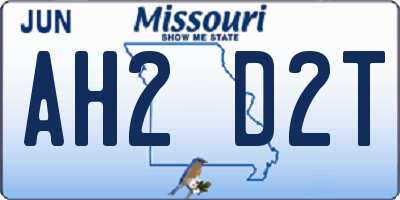 MO license plate AH2D2T