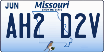 MO license plate AH2D2V