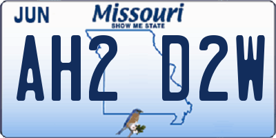 MO license plate AH2D2W