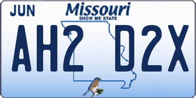 MO license plate AH2D2X