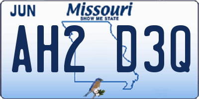 MO license plate AH2D3Q