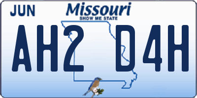 MO license plate AH2D4H