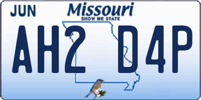 MO license plate AH2D4P