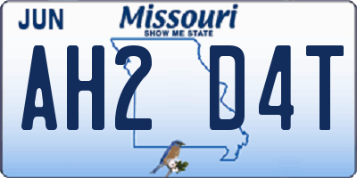 MO license plate AH2D4T