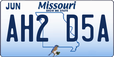 MO license plate AH2D5A