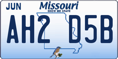 MO license plate AH2D5B