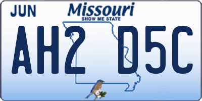 MO license plate AH2D5C