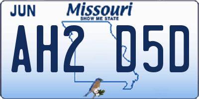 MO license plate AH2D5D