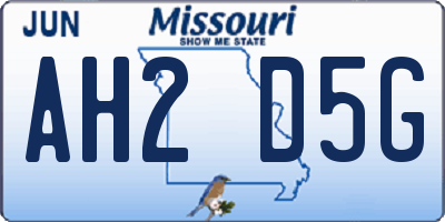 MO license plate AH2D5G