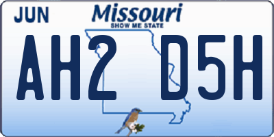 MO license plate AH2D5H