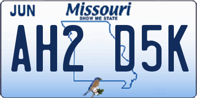 MO license plate AH2D5K