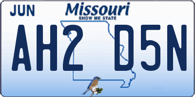 MO license plate AH2D5N