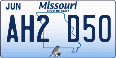 MO license plate AH2D5O