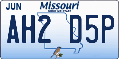 MO license plate AH2D5P