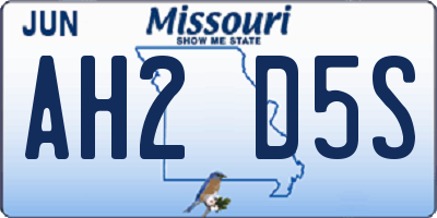 MO license plate AH2D5S