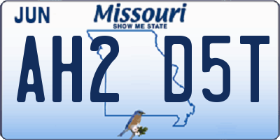 MO license plate AH2D5T