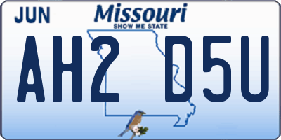 MO license plate AH2D5U