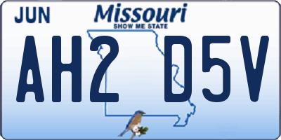 MO license plate AH2D5V