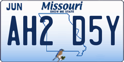 MO license plate AH2D5Y