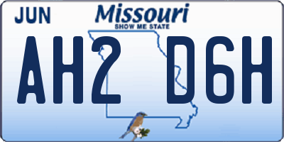 MO license plate AH2D6H