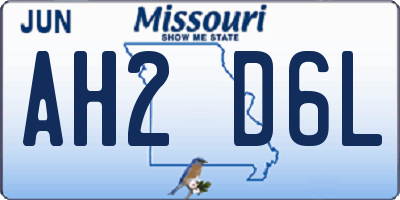 MO license plate AH2D6L