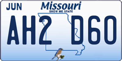 MO license plate AH2D6O