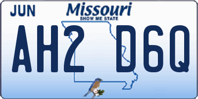 MO license plate AH2D6Q