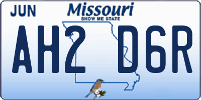 MO license plate AH2D6R