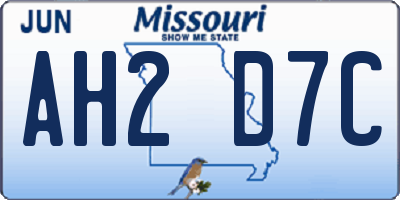 MO license plate AH2D7C