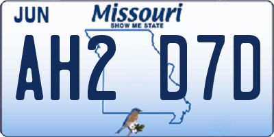 MO license plate AH2D7D