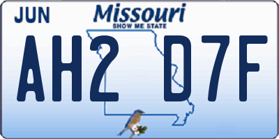 MO license plate AH2D7F