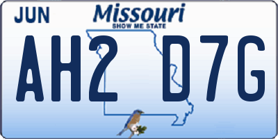 MO license plate AH2D7G