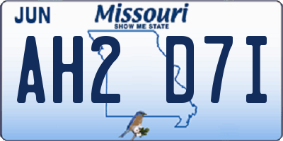 MO license plate AH2D7I