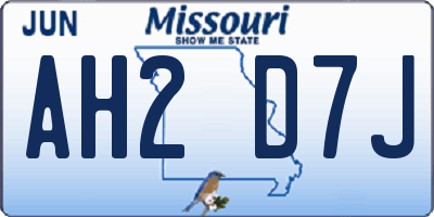 MO license plate AH2D7J