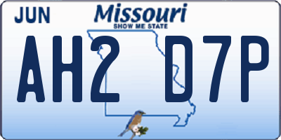 MO license plate AH2D7P