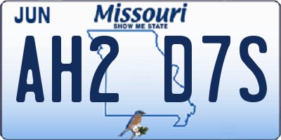 MO license plate AH2D7S