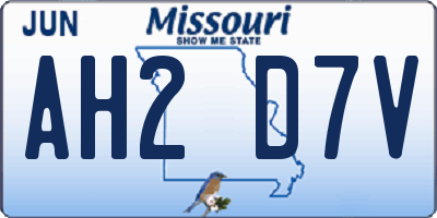 MO license plate AH2D7V